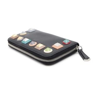 Fendi Studs Black Long Blue Wallet